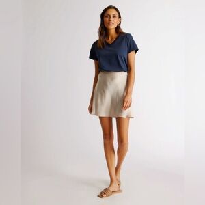 Quince 100% Washable Silk Mini Skirt, size S, champagne color